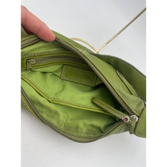 Vintage St. Johns Bay 1970s Green Faux Leather Shoulder Bag Dual Zippered Pocket - Picture 3 of 3